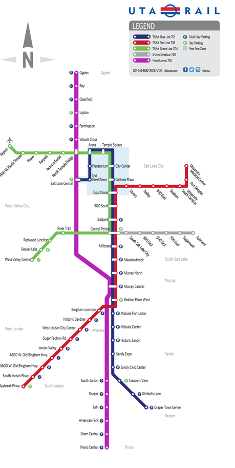 UTA Rail Map 2019